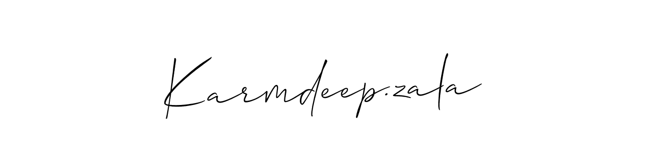 The best way (Allison_Script) to make a short signature is to pick only two or three words in your name. The name Karmdeep.zala include a total of six letters. For converting this name. Karmdeep.zala signature style 2 images and pictures png