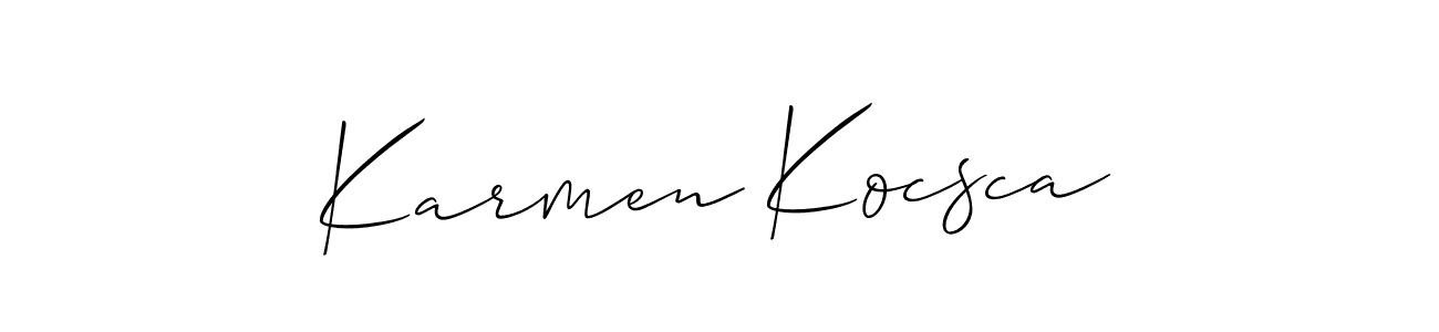 Use a signature maker to create a handwritten signature online. With this signature software, you can design (Allison_Script) your own signature for name Karmen Kocsca. Karmen Kocsca signature style 2 images and pictures png