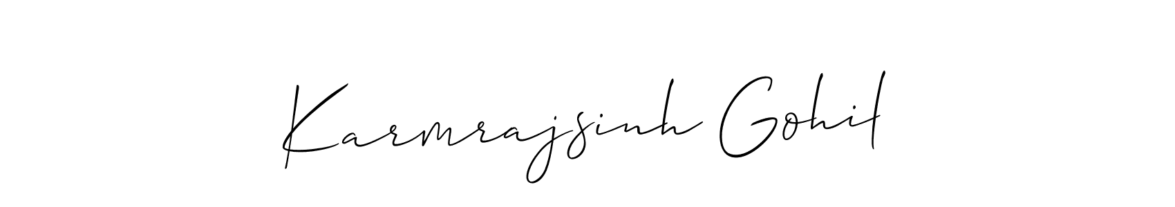 How to Draw Karmrajsinh Gohil signature style? Allison_Script is a latest design signature styles for name Karmrajsinh Gohil. Karmrajsinh Gohil signature style 2 images and pictures png