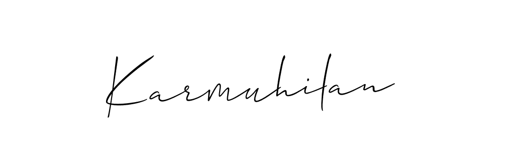 How to Draw Karmuhilan signature style? Allison_Script is a latest design signature styles for name Karmuhilan. Karmuhilan signature style 2 images and pictures png