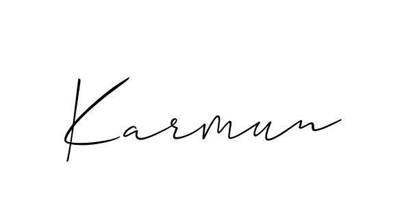 Use a signature maker to create a handwritten signature online. With this signature software, you can design (Allison_Script) your own signature for name Karmun. Karmun signature style 2 images and pictures png