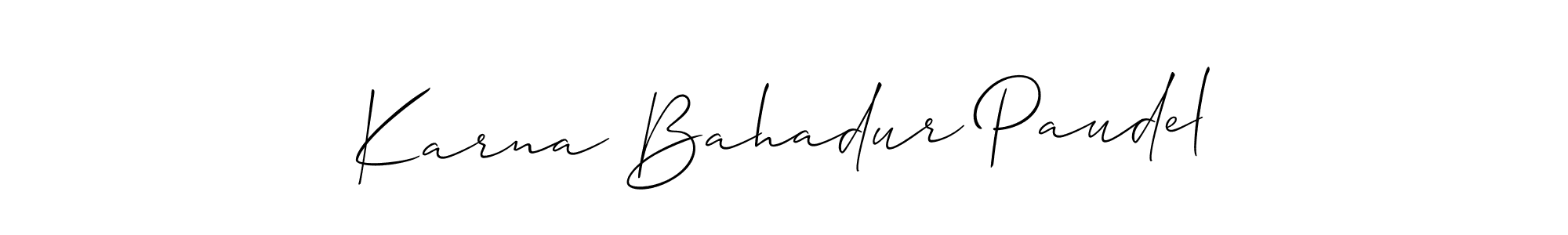 You should practise on your own different ways (Allison_Script) to write your name (Karna Bahadur Paudel) in signature. don't let someone else do it for you. Karna Bahadur Paudel signature style 2 images and pictures png