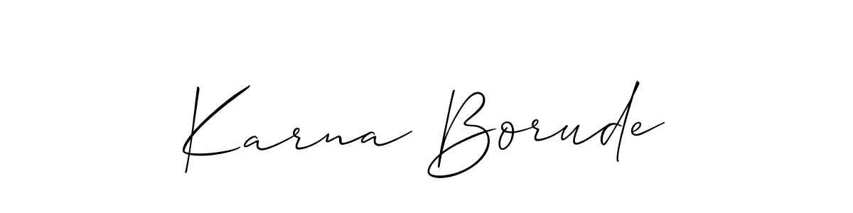 How to Draw Karna Borude signature style? Allison_Script is a latest design signature styles for name Karna Borude. Karna Borude signature style 2 images and pictures png