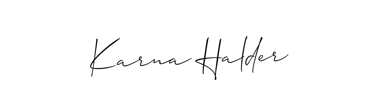 Make a beautiful signature design for name Karna Halder. With this signature (Allison_Script) style, you can create a handwritten signature for free. Karna Halder signature style 2 images and pictures png