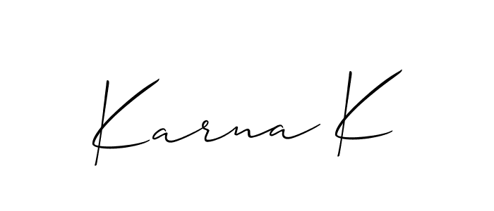 Use a signature maker to create a handwritten signature online. With this signature software, you can design (Allison_Script) your own signature for name Karna K. Karna K signature style 2 images and pictures png