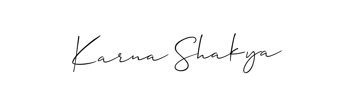 The best way (Allison_Script) to make a short signature is to pick only two or three words in your name. The name Karna Shakya include a total of six letters. For converting this name. Karna Shakya signature style 2 images and pictures png