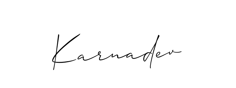 Design your own signature with our free online signature maker. With this signature software, you can create a handwritten (Allison_Script) signature for name Karnadev. Karnadev signature style 2 images and pictures png