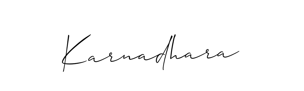 Use a signature maker to create a handwritten signature online. With this signature software, you can design (Allison_Script) your own signature for name Karnadhara. Karnadhara signature style 2 images and pictures png