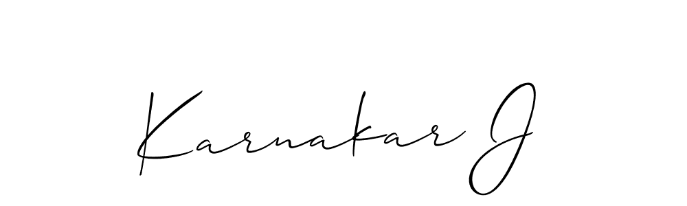 Use a signature maker to create a handwritten signature online. With this signature software, you can design (Allison_Script) your own signature for name Karnakar J. Karnakar J signature style 2 images and pictures png
