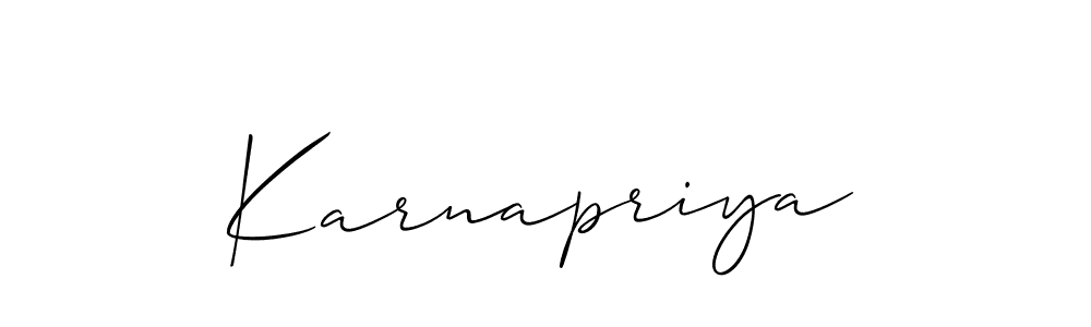 Also You can easily find your signature by using the search form. We will create Karnapriya name handwritten signature images for you free of cost using Allison_Script sign style. Karnapriya signature style 2 images and pictures png