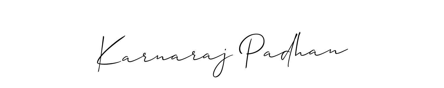You should practise on your own different ways (Allison_Script) to write your name (Karnaraj Padhan) in signature. don't let someone else do it for you. Karnaraj Padhan signature style 2 images and pictures png