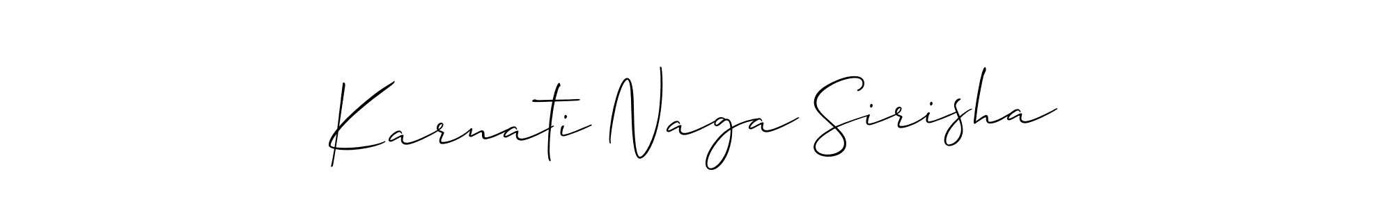 This is the best signature style for the Karnati Naga Sirisha name. Also you like these signature font (Allison_Script). Mix name signature. Karnati Naga Sirisha signature style 2 images and pictures png