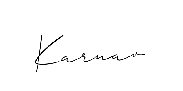 The best way (Allison_Script) to make a short signature is to pick only two or three words in your name. The name Karnav include a total of six letters. For converting this name. Karnav signature style 2 images and pictures png