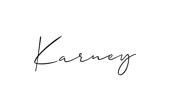 Use a signature maker to create a handwritten signature online. With this signature software, you can design (Allison_Script) your own signature for name Karney. Karney signature style 2 images and pictures png