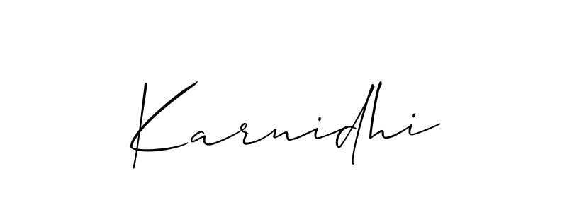 Also we have Karnidhi name is the best signature style. Create professional handwritten signature collection using Allison_Script autograph style. Karnidhi signature style 2 images and pictures png