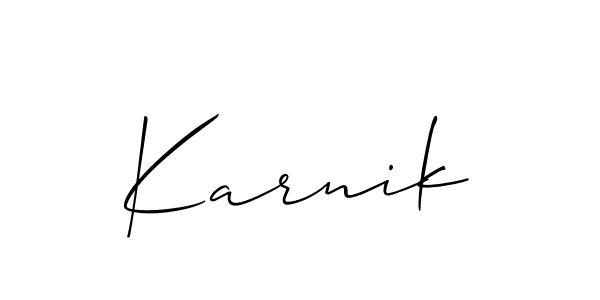 The best way (Allison_Script) to make a short signature is to pick only two or three words in your name. The name Karnik include a total of six letters. For converting this name. Karnik signature style 2 images and pictures png