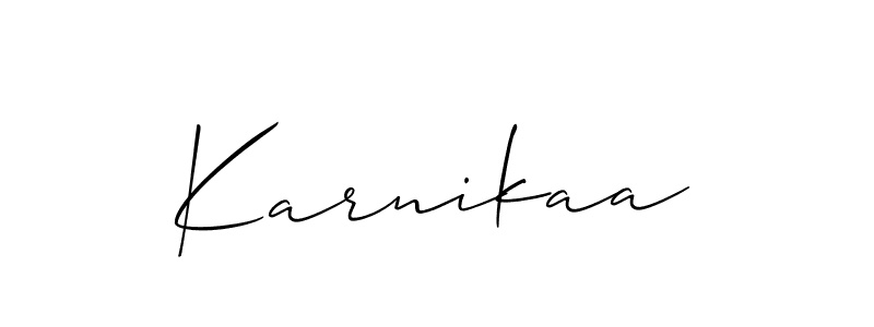Make a short Karnikaa signature style. Manage your documents anywhere anytime using Allison_Script. Create and add eSignatures, submit forms, share and send files easily. Karnikaa signature style 2 images and pictures png