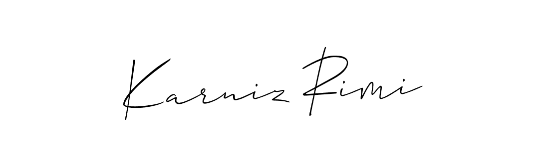 Make a short Karniz Rimi signature style. Manage your documents anywhere anytime using Allison_Script. Create and add eSignatures, submit forms, share and send files easily. Karniz Rimi signature style 2 images and pictures png