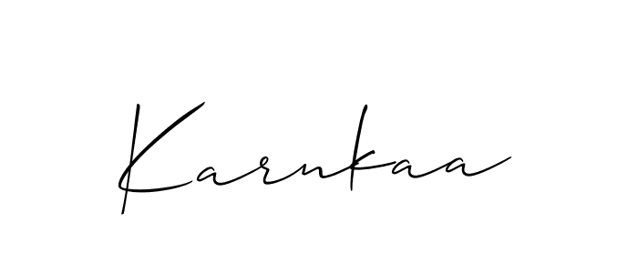 Also You can easily find your signature by using the search form. We will create Karnkaa name handwritten signature images for you free of cost using Allison_Script sign style. Karnkaa signature style 2 images and pictures png