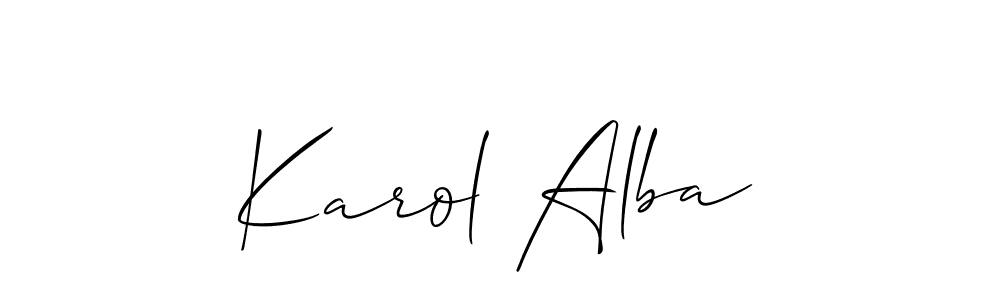 Also You can easily find your signature by using the search form. We will create Karol Alba name handwritten signature images for you free of cost using Allison_Script sign style. Karol Alba signature style 2 images and pictures png