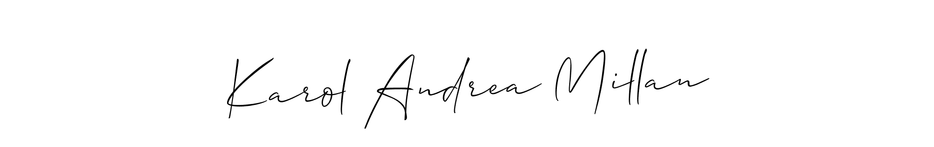 Make a short Karol Andrea Millan signature style. Manage your documents anywhere anytime using Allison_Script. Create and add eSignatures, submit forms, share and send files easily. Karol Andrea Millan signature style 2 images and pictures png