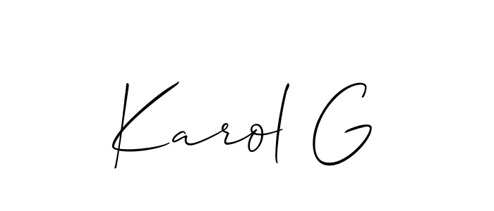 How to make Karol G signature? Allison_Script is a professional autograph style. Create handwritten signature for Karol G name. Karol G signature style 2 images and pictures png