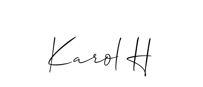 How to make Karol H name signature. Use Allison_Script style for creating short signs online. This is the latest handwritten sign. Karol H signature style 2 images and pictures png