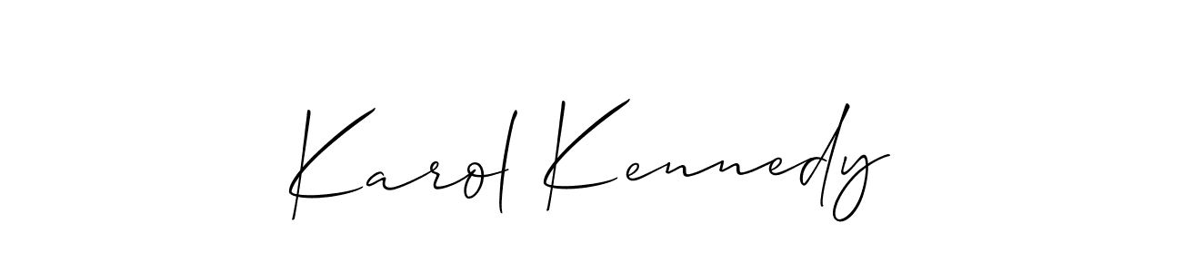 Allison_Script is a professional signature style that is perfect for those who want to add a touch of class to their signature. It is also a great choice for those who want to make their signature more unique. Get Karol Kennedy name to fancy signature for free. Karol Kennedy signature style 2 images and pictures png