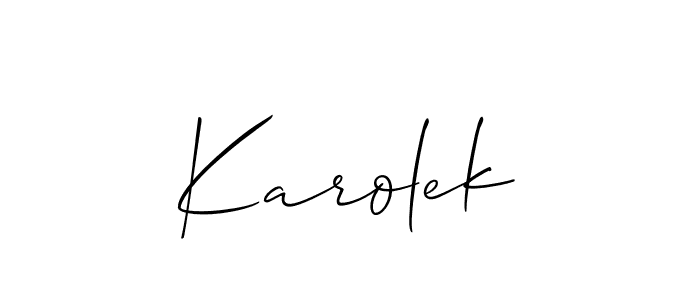 It looks lik you need a new signature style for name Karolek. Design unique handwritten (Allison_Script) signature with our free signature maker in just a few clicks. Karolek signature style 2 images and pictures png