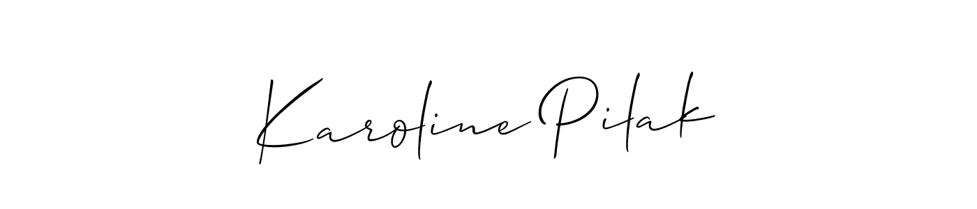 Allison_Script is a professional signature style that is perfect for those who want to add a touch of class to their signature. It is also a great choice for those who want to make their signature more unique. Get Karoline Pilak name to fancy signature for free. Karoline Pilak signature style 2 images and pictures png