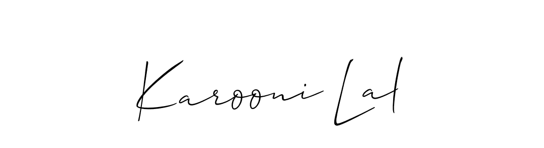 Make a beautiful signature design for name Karooni Lal. With this signature (Allison_Script) style, you can create a handwritten signature for free. Karooni Lal signature style 2 images and pictures png