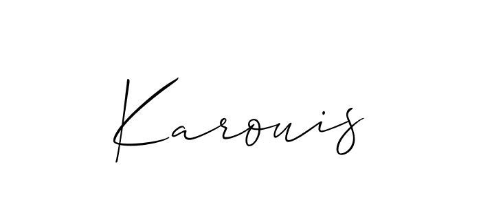 Design your own signature with our free online signature maker. With this signature software, you can create a handwritten (Allison_Script) signature for name Karouis. Karouis signature style 2 images and pictures png
