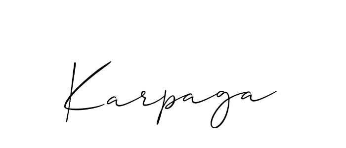 Make a beautiful signature design for name Karpaga. With this signature (Allison_Script) style, you can create a handwritten signature for free. Karpaga signature style 2 images and pictures png
