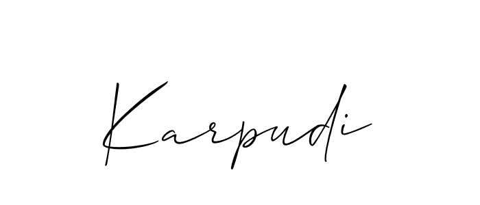 Make a beautiful signature design for name Karpudi. With this signature (Allison_Script) style, you can create a handwritten signature for free. Karpudi signature style 2 images and pictures png