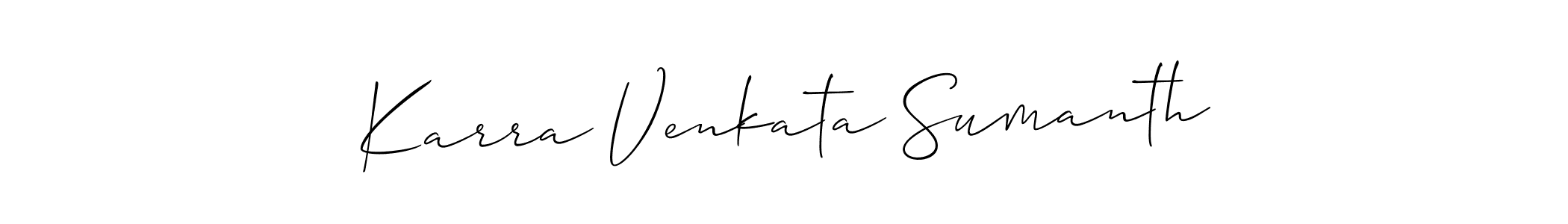 Create a beautiful signature design for name Karra Venkata Sumanth. With this signature (Allison_Script) fonts, you can make a handwritten signature for free. Karra Venkata Sumanth signature style 2 images and pictures png