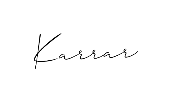 Design your own signature with our free online signature maker. With this signature software, you can create a handwritten (Allison_Script) signature for name Karrar. Karrar signature style 2 images and pictures png