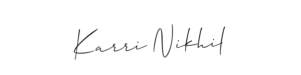 How to make Karri Nikhil signature? Allison_Script is a professional autograph style. Create handwritten signature for Karri Nikhil name. Karri Nikhil signature style 2 images and pictures png
