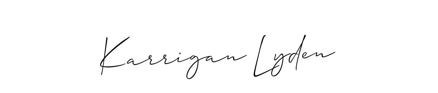 You should practise on your own different ways (Allison_Script) to write your name (Karrigan Lyden) in signature. don't let someone else do it for you. Karrigan Lyden signature style 2 images and pictures png