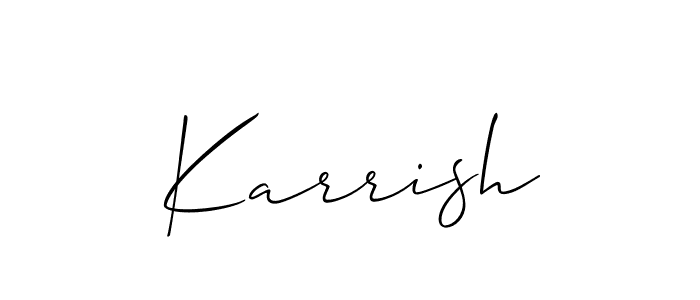 Allison_Script is a professional signature style that is perfect for those who want to add a touch of class to their signature. It is also a great choice for those who want to make their signature more unique. Get Karrish name to fancy signature for free. Karrish signature style 2 images and pictures png