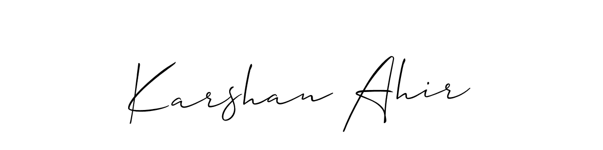 This is the best signature style for the Karshan Ahir name. Also you like these signature font (Allison_Script). Mix name signature. Karshan Ahir signature style 2 images and pictures png