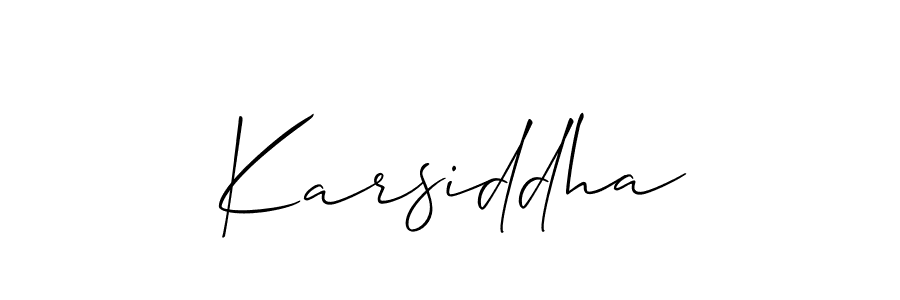 Make a beautiful signature design for name Karsiddha. With this signature (Allison_Script) style, you can create a handwritten signature for free. Karsiddha signature style 2 images and pictures png