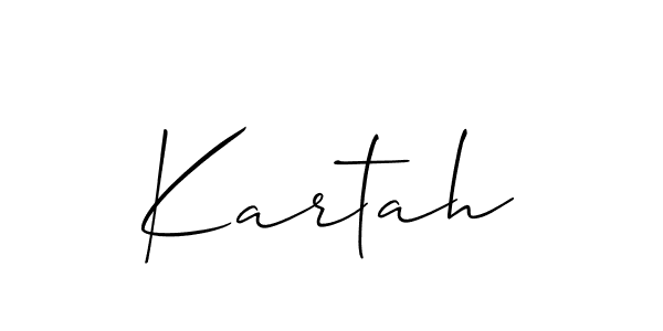 Use a signature maker to create a handwritten signature online. With this signature software, you can design (Allison_Script) your own signature for name Kartah. Kartah signature style 2 images and pictures png