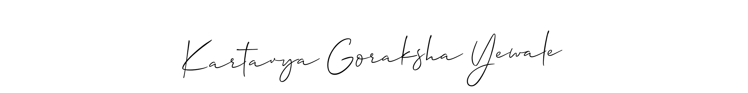 This is the best signature style for the Kartavya Goraksha Yewale name. Also you like these signature font (Allison_Script). Mix name signature. Kartavya Goraksha Yewale signature style 2 images and pictures png