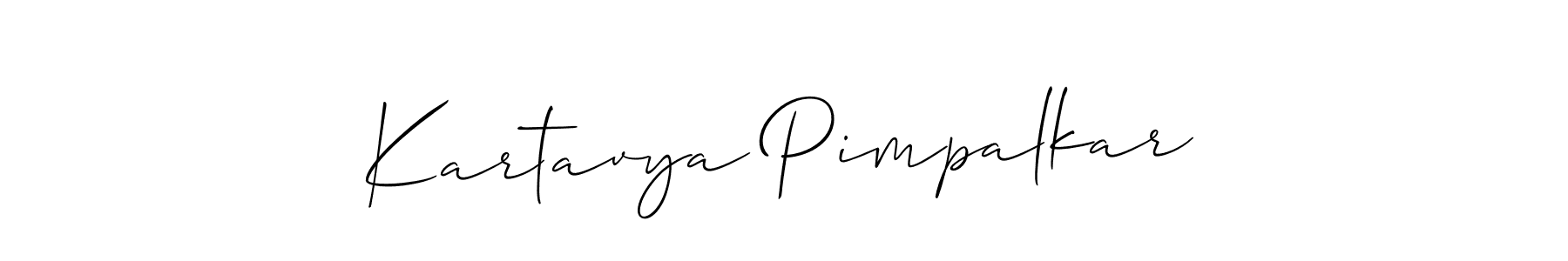 Also You can easily find your signature by using the search form. We will create Kartavya Pimpalkar name handwritten signature images for you free of cost using Allison_Script sign style. Kartavya Pimpalkar signature style 2 images and pictures png