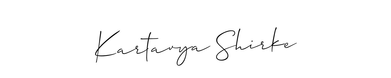 Allison_Script is a professional signature style that is perfect for those who want to add a touch of class to their signature. It is also a great choice for those who want to make their signature more unique. Get Kartavya Shirke name to fancy signature for free. Kartavya Shirke signature style 2 images and pictures png