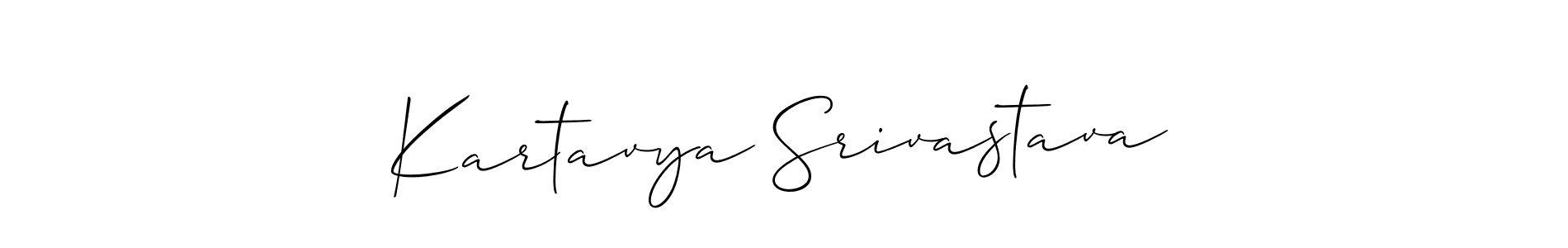 You should practise on your own different ways (Allison_Script) to write your name (Kartavya Srivastava) in signature. don't let someone else do it for you. Kartavya Srivastava signature style 2 images and pictures png