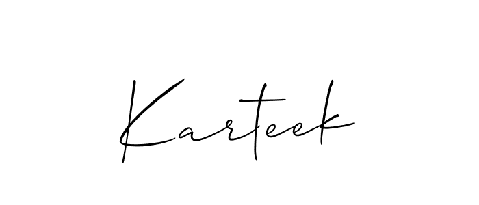 if you are searching for the best signature style for your name Karteek. so please give up your signature search. here we have designed multiple signature styles  using Allison_Script. Karteek signature style 2 images and pictures png