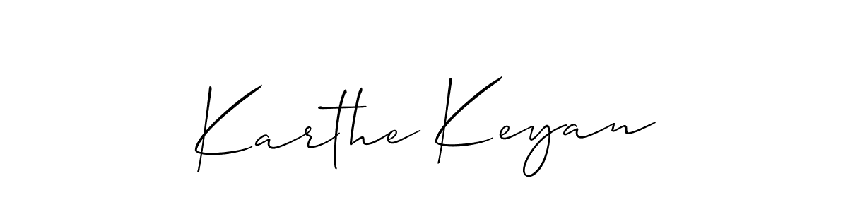 Also we have Karthe Keyan name is the best signature style. Create professional handwritten signature collection using Allison_Script autograph style. Karthe Keyan signature style 2 images and pictures png
