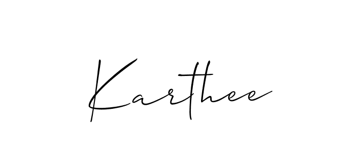 Design your own signature with our free online signature maker. With this signature software, you can create a handwritten (Allison_Script) signature for name Karthee. Karthee signature style 2 images and pictures png