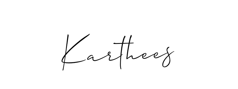 Use a signature maker to create a handwritten signature online. With this signature software, you can design (Allison_Script) your own signature for name Karthees. Karthees signature style 2 images and pictures png